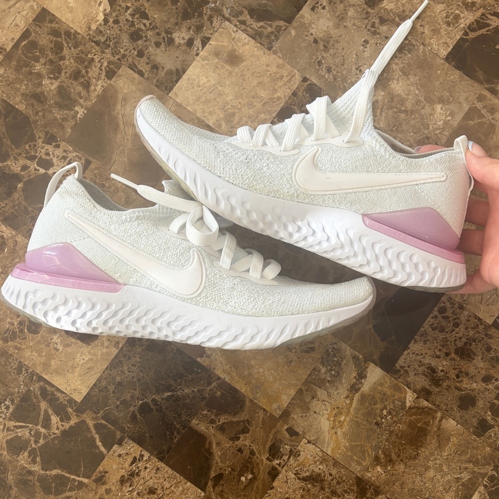Nike Women's Epic React White and Purple Sneakers